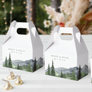 Timberline Watercolor Mountain Wedding Favour Box