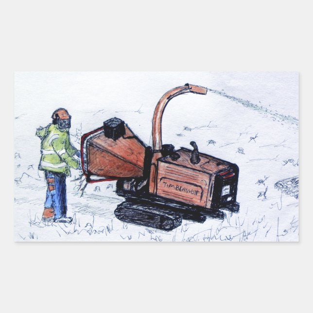 Timberwolf wood chipper rectangular sticker (Front)