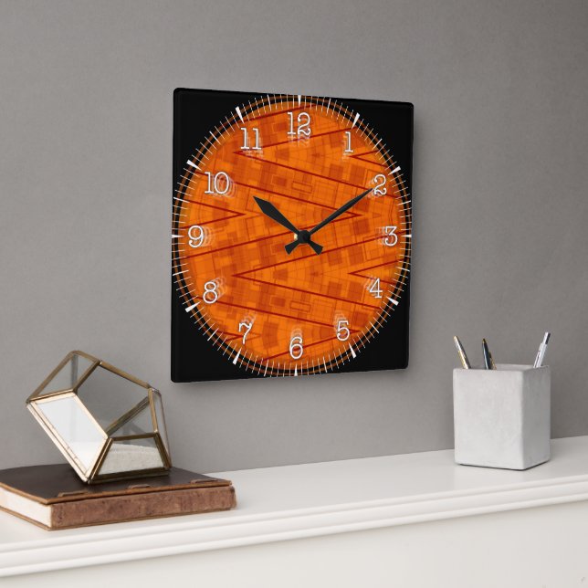 Time and illustrated art on your wall. square wall clock (Office)