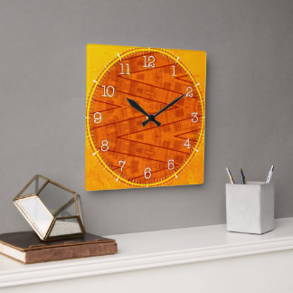 Time and illustrated art on your wall. square wall clock