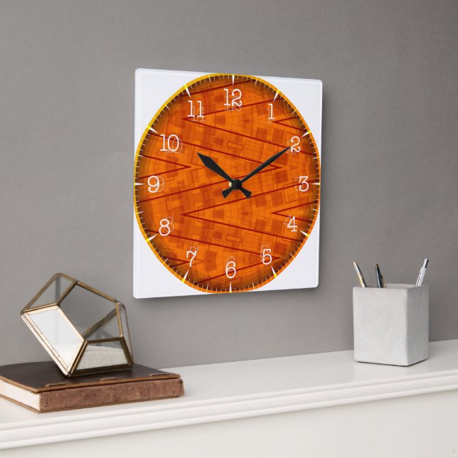 Time and illustrated art on your wall. square wall clock (Office)