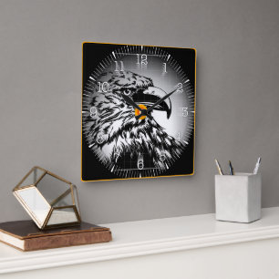 Time and illustrated art on your wall. square wall clock