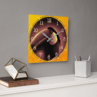 Time and illustrated art on your wall. square wall clock