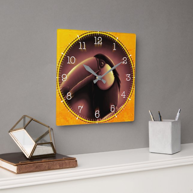 Time and illustrated art on your wall. square wall clock (Office)
