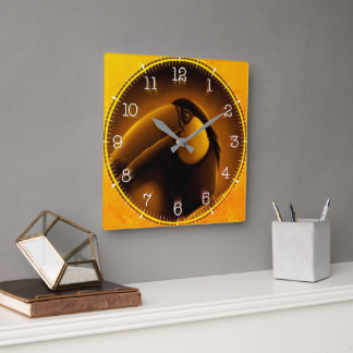 Time and illustrated art on your wall. square wall clock