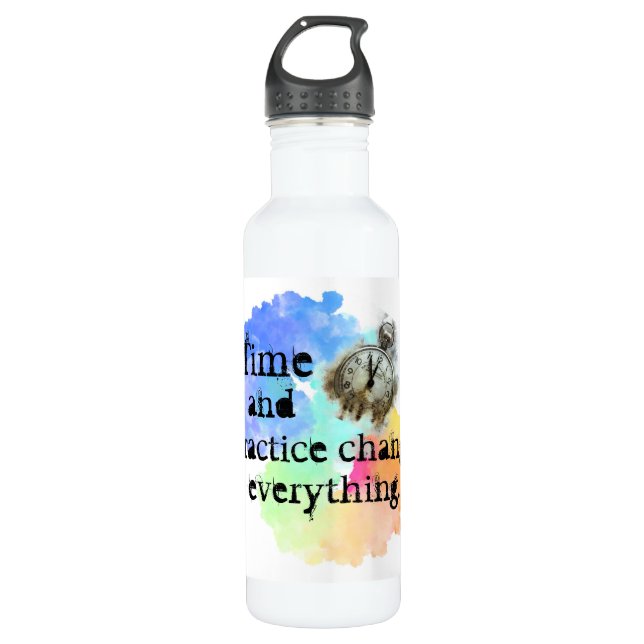 Time and practice encouragement 710 ml water bottle (Front)