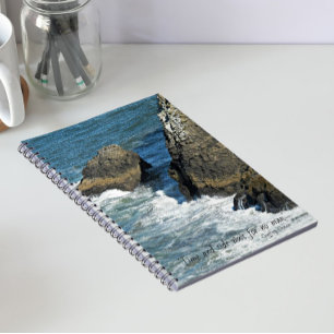 Time and Tide Chaucer Quote Rocky Coastline Notebook