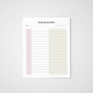 Time Blocking Planner Notepad