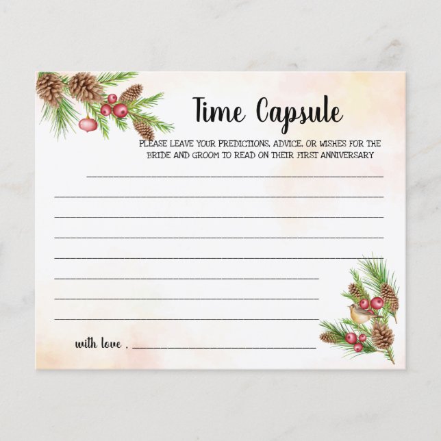 Time Capsule Advice Christmas Bridal Shower Card (Front)