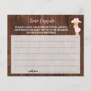 Time Capsule Advice for Baby Cowgirl Shower Card
