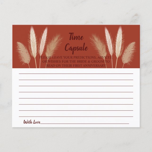 Time Capsule Advice for Couple Bridal Shower Card (Front)
