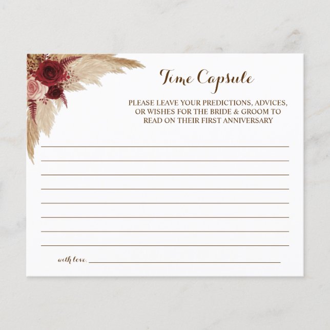 Time Capsule Advice for Couple Bridal Shower card (Front)