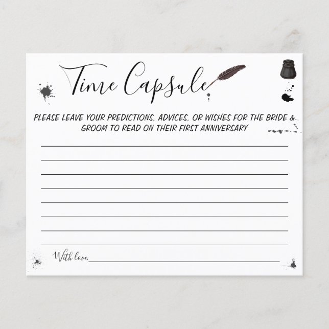 Time Capsule Advice for Couple Bridal Shower card (Front)