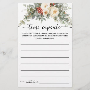 Time Capsule Advice Winter Bridal Shower Game Card