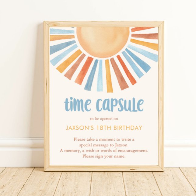 Time capsule Boho sunshine sun yellow blue Poster (Creator Uploaded)