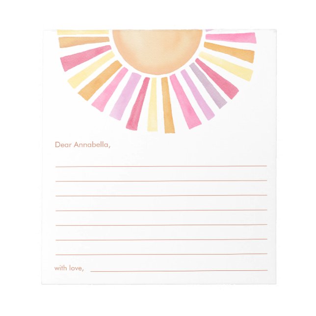 Time capsule Boho sunshine sun yellow pink Notepad (Front)