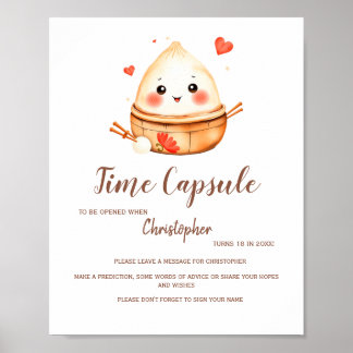 Time Capsule Cute Little Dumpling Baby Shower Poster
