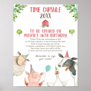 Time Capsule Farm Birthday Boy Barnyard Guestbook 