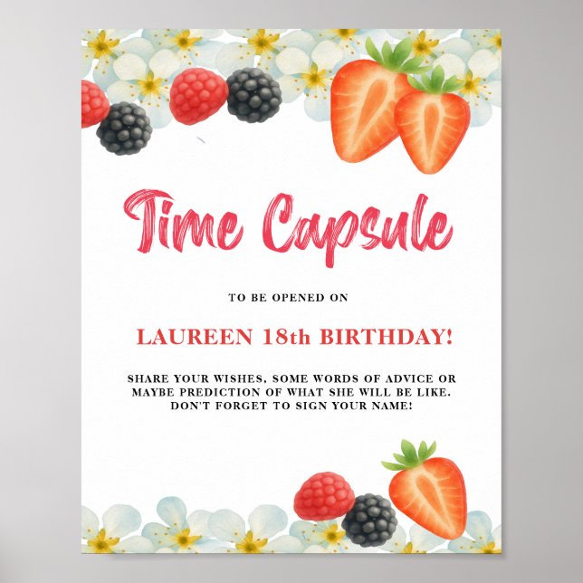 Time Capsule First Birthday Sign Poster (Front)