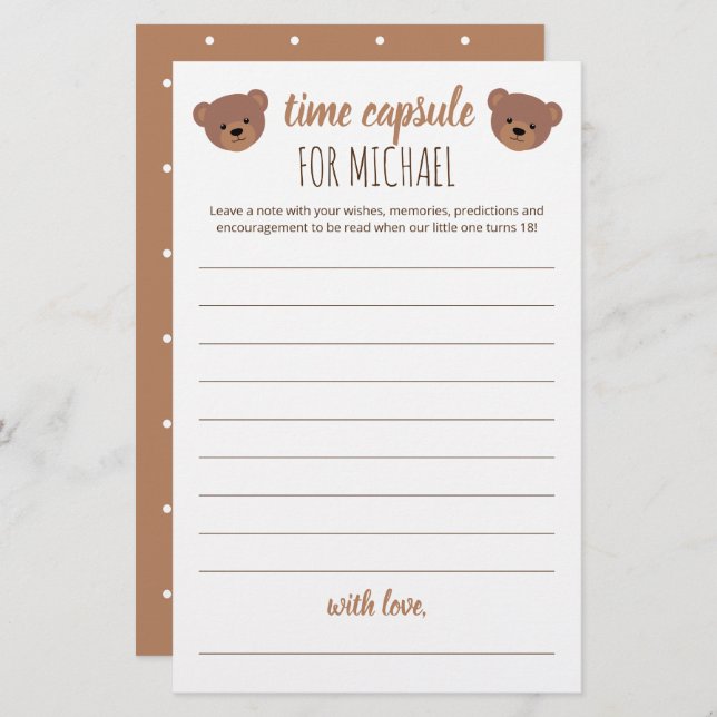 Time Capsule For Baby Shower and Birthday (Front/Back)