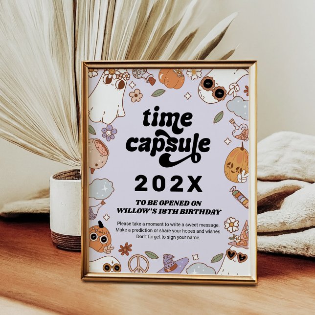 Time Capsule Groovy Spooky Halloween Birthday Poster (Creator Uploaded)