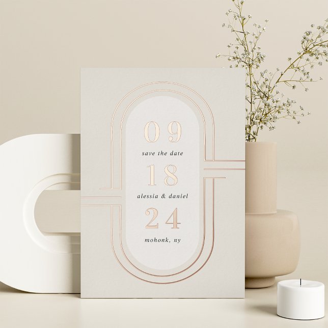 Time Capsule | Modern Deco Foil Save the Date Card (Creator Uploaded)