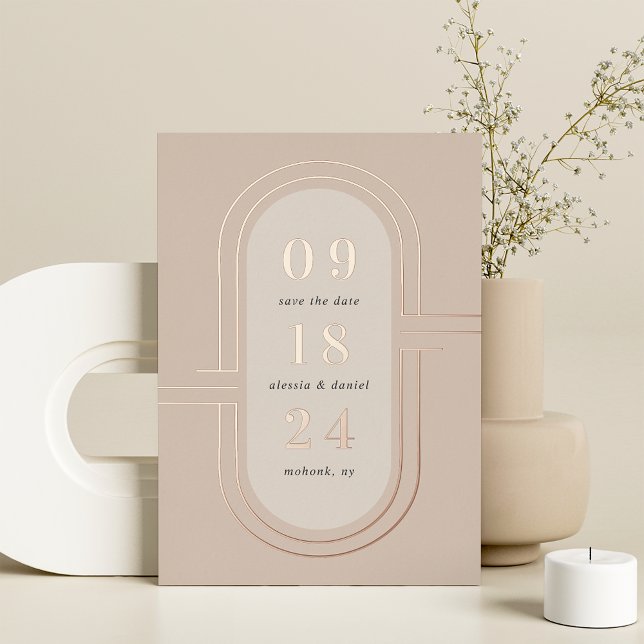 Time Capsule | Modern Deco Foil Save the Date Card (Creator Uploaded)
