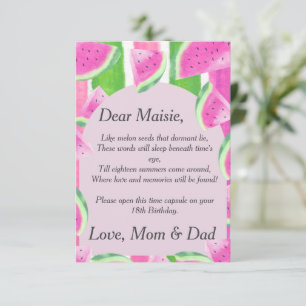 Time Capsule Poem Pink Watermelon Letter note Invitation