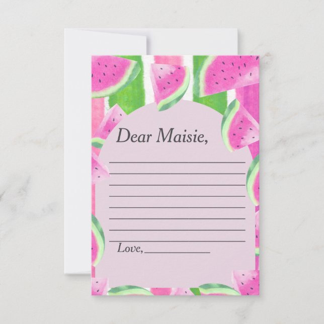 Time Capsule Poem  Pink Watermelon  Response card (Front)