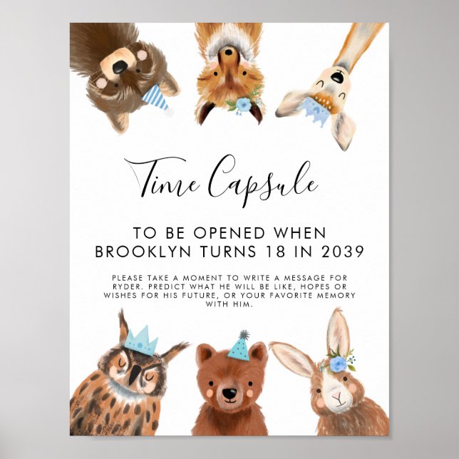 Time Capsule Sign | Boy Woodland Birthday Party (Front)