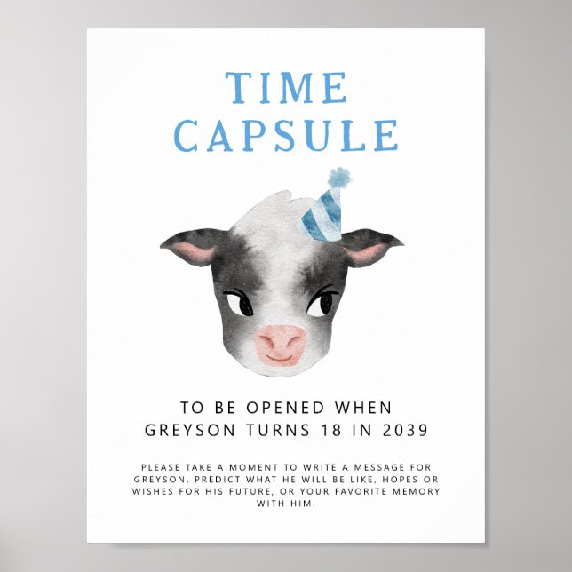 Time Capsule Sign | Cow Boy Birthday Party (Front)