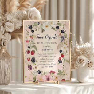 Time Capsule  Strawberry Berry First 1st Birthday  Poster