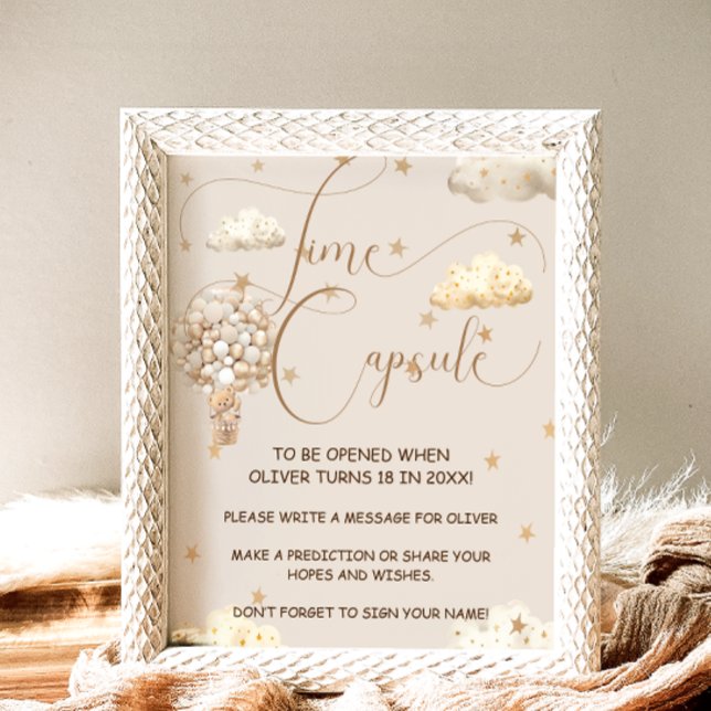 Time Capsule Teddy Bear Balloons Baby Shower Game Poster (Creator Uploaded)