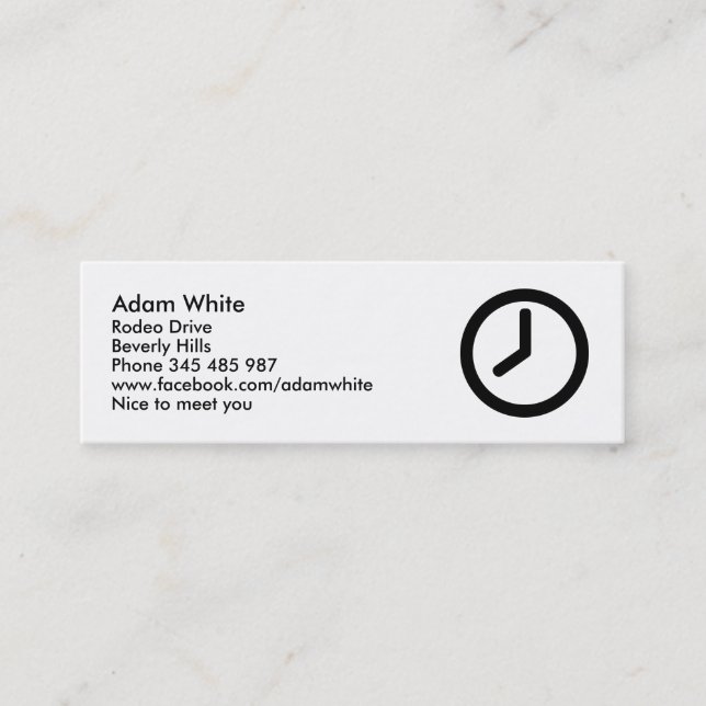 Time clock mini business card (Front)