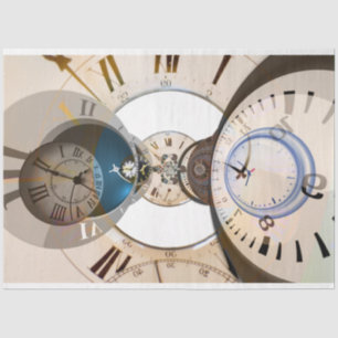 Time Clocks 20x30 Decoupage Tissue Paper
