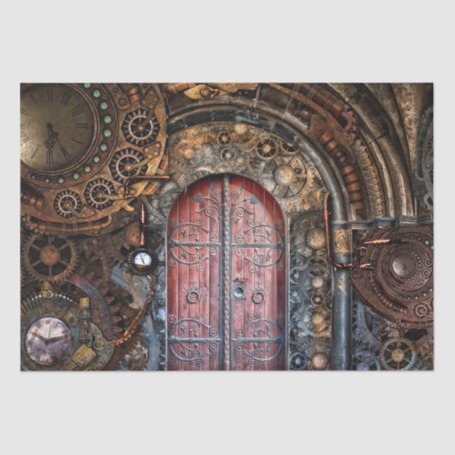 Time Entrance Clock Gears Door Decoupage Tissue Paper (Front)