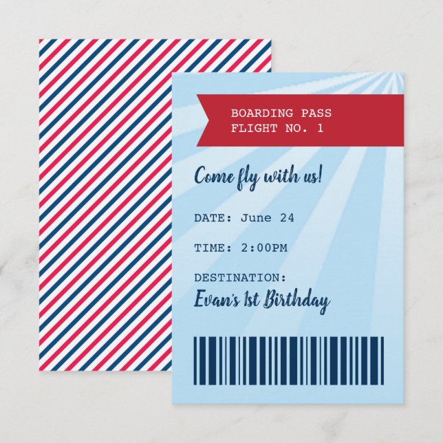 Time Flies Aeroplane Birthday Insert Invitation (Front/Back)