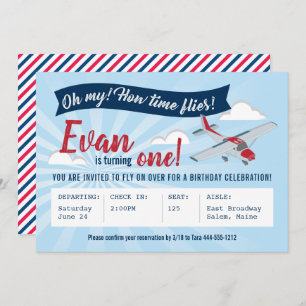 Time Flies Aeroplane Birthday Invitation