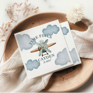 Time Flies Aeroplane Birthday Napkin