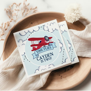 Time Flies Aeroplane Birthday Napkin