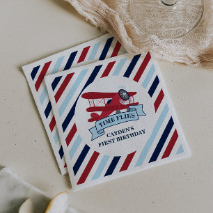 Time Flies Aeroplane Birthday Napkin