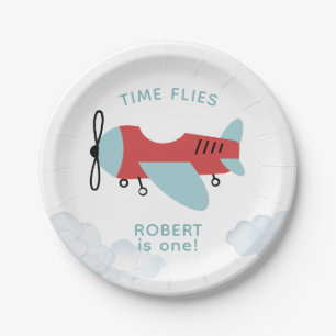 Time Flies Aeroplane Birthday  Paper Plate