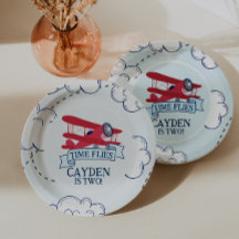 Time Flies Aeroplane Birthday Paper Plate