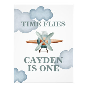 Time Flies Aeroplane Birthday Photo Print
