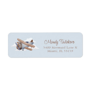 Time Flies Aeroplane, Blue Aeroplane return addres Return Address Label