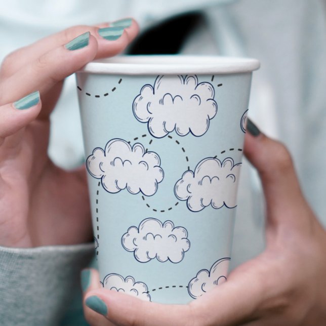 Time Flies Aeroplane Clouds Birthday Paper Cups (Creator Uploaded)
