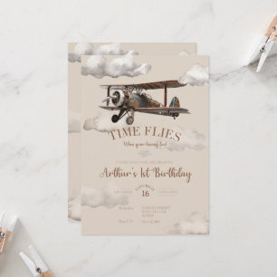Time Flies Airplane Birthday Invitation