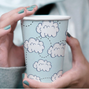 Time Flies Airplane Clouds Birthday Paper Cups