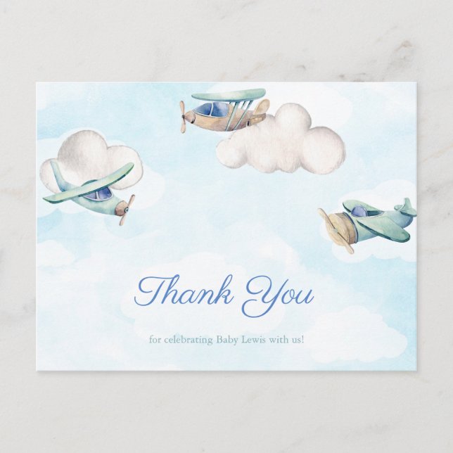 Time Flies Aviation Toy Aeroplanes Thank You Postcard (Front)
