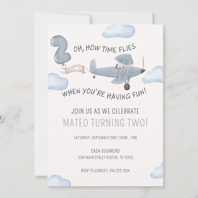 TIME FLIES BIRTHDAY INVITATION (Front)